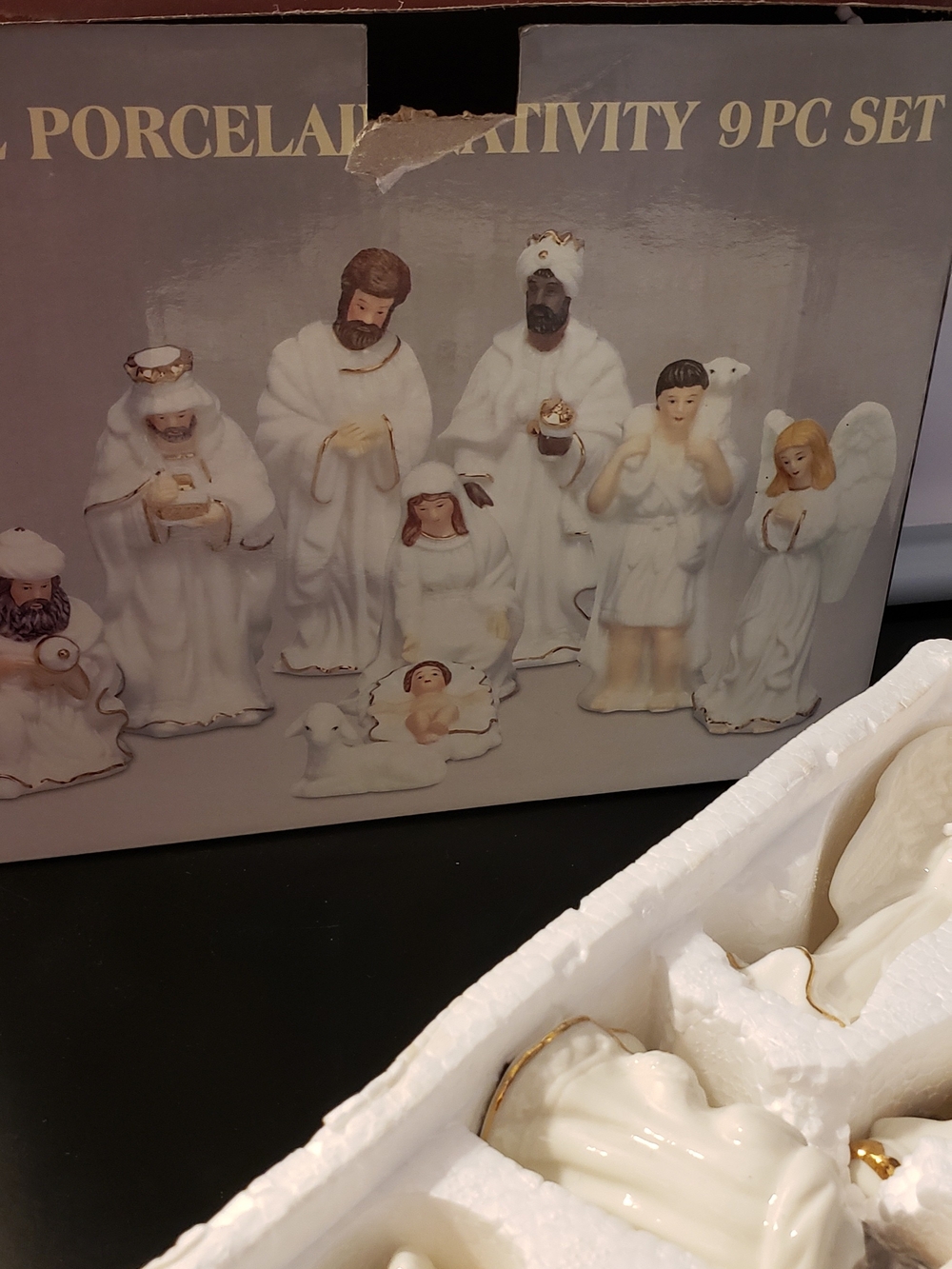 Gallery Dept White and Gold Porcelain Christmas Nativity Set